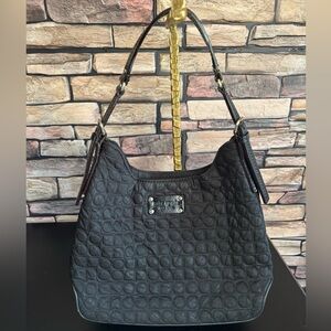 Kate Spade New York Black Quilted Shoulder Bag with Purple Lining